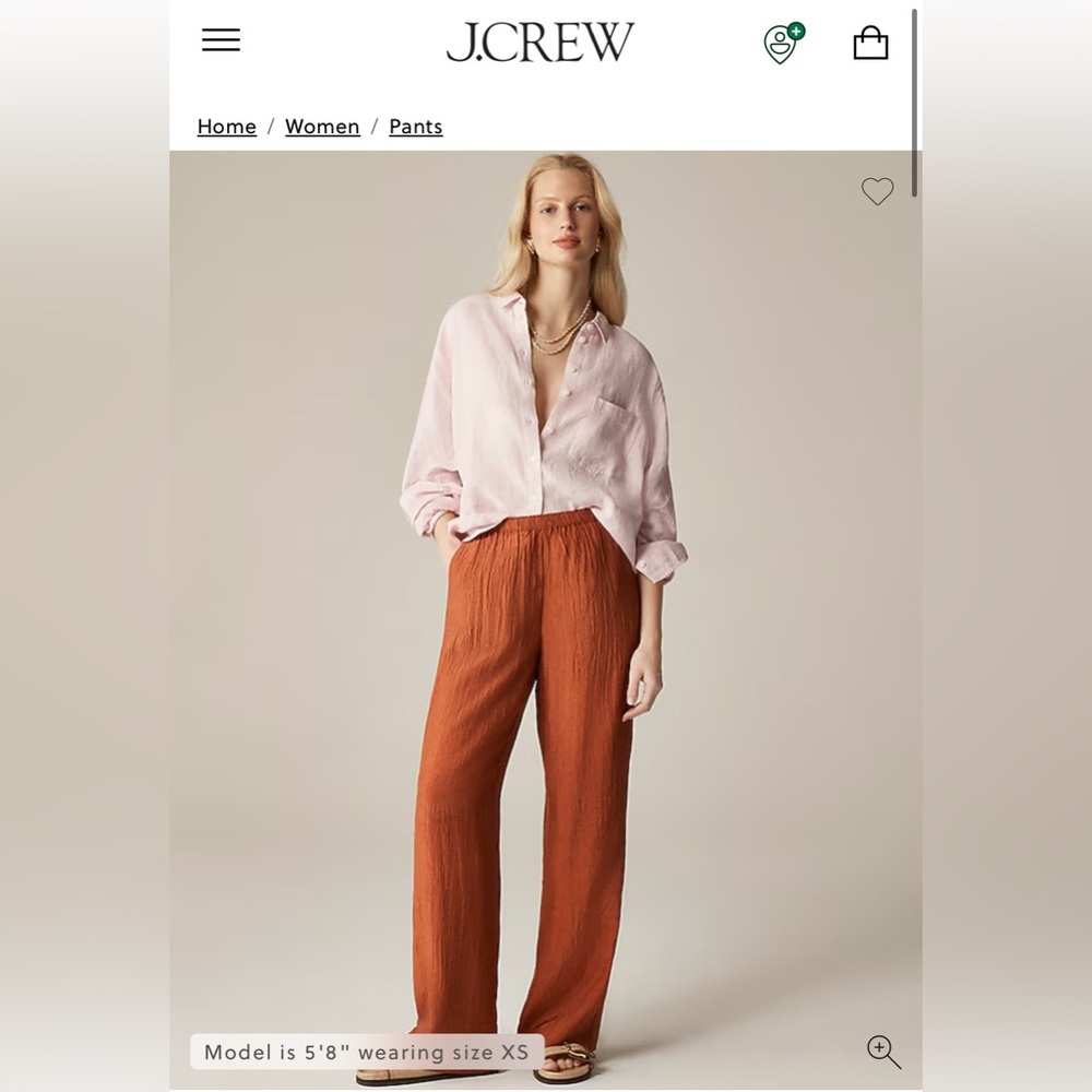 NWT J.Crew Women’s Stratus pant in textured satin, orange/pumpkin, size Large